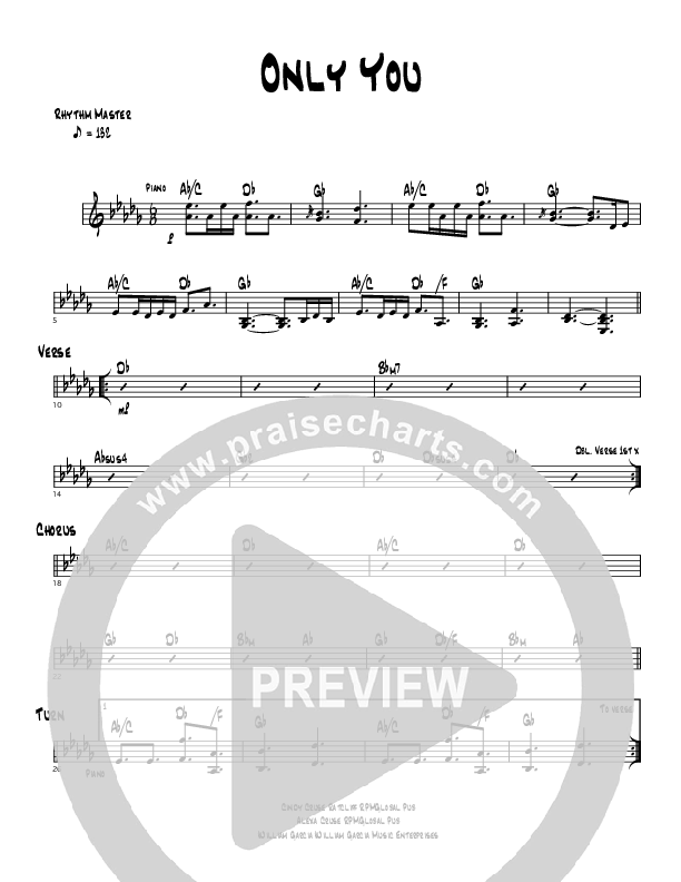 Only You Rhythm Chart (Cindy Cruse Ratcliff)