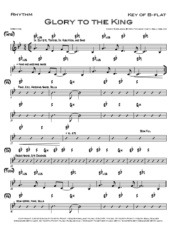 Glory To The King Rhythm Chart (Eddie Kirkland)