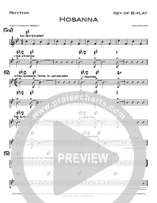 Hosanna Rhythm Chart (Eddie Kirkland)