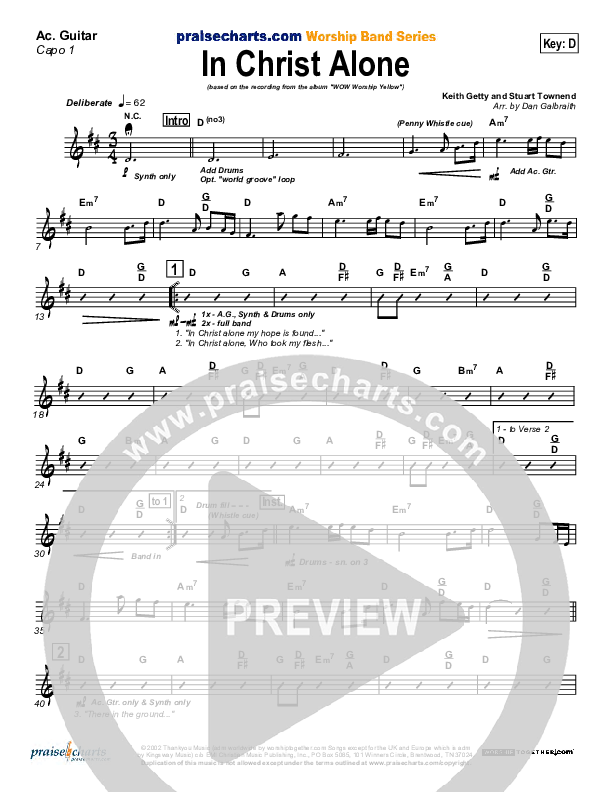 In Christ Alone Acoustic Guitar (Capo 1) (Geoff Moore)