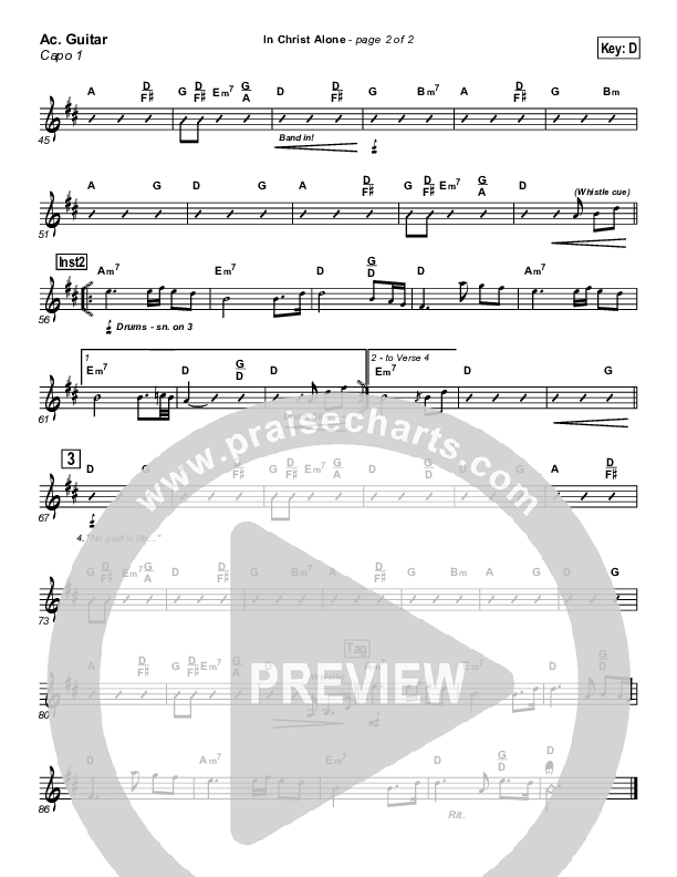 In Christ Alone Acoustic Guitar (Capo 1) (Geoff Moore)