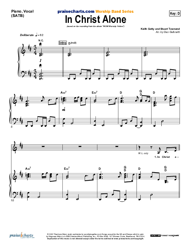 In Christ Alone Piano/Vocal (Geoff Moore)