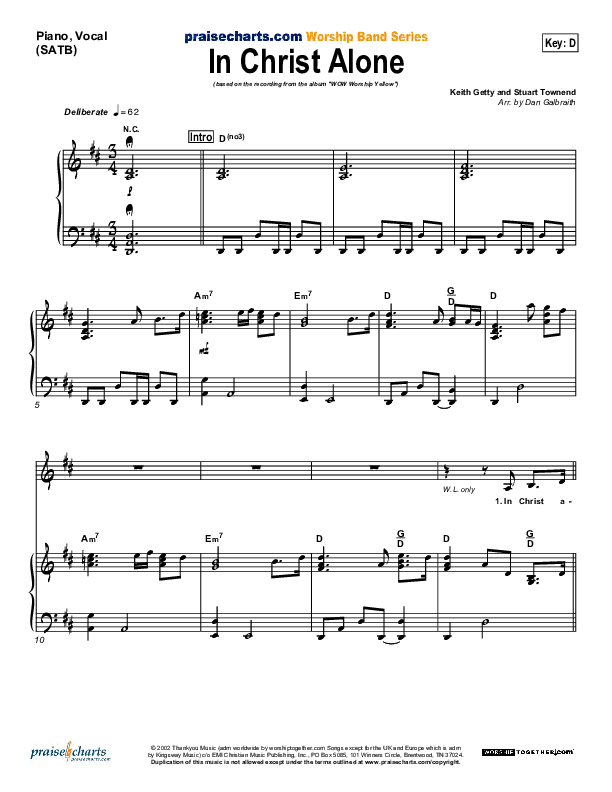 In Christ Alone Piano/Vocal (SATB) (Geoff Moore)