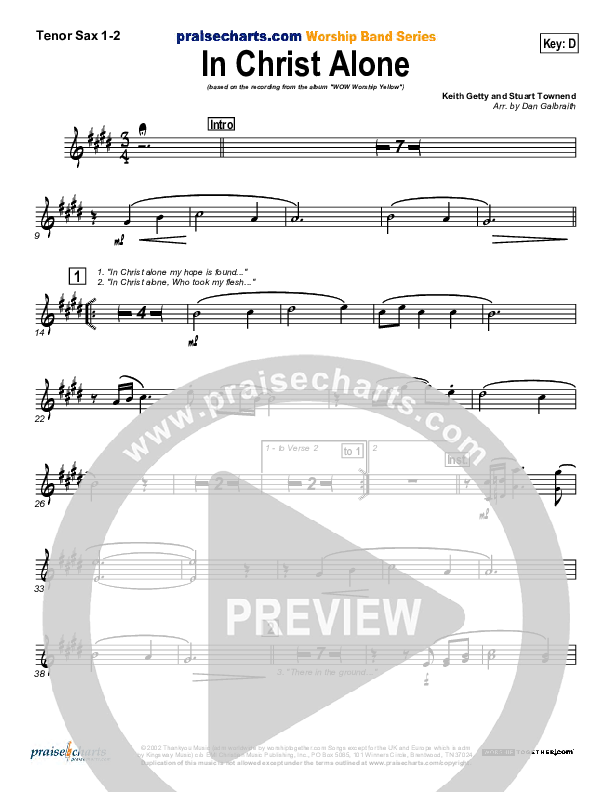 In Christ Alone Tenor Sax 1/2 (Geoff Moore)