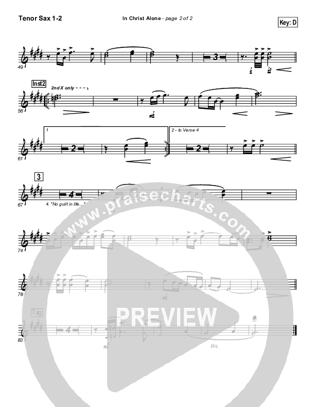 In Christ Alone Tenor Sax 1/2 (Geoff Moore)