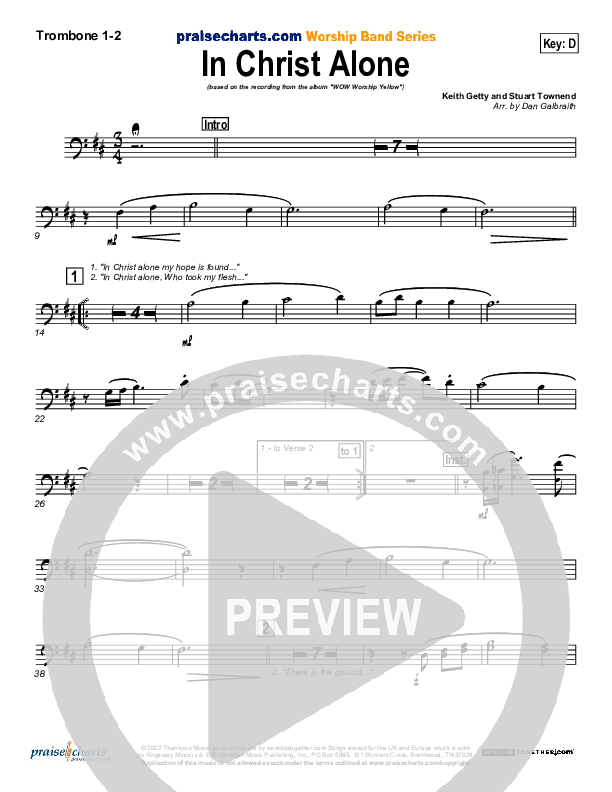 In Christ Alone Trombone 1/2 (Geoff Moore)