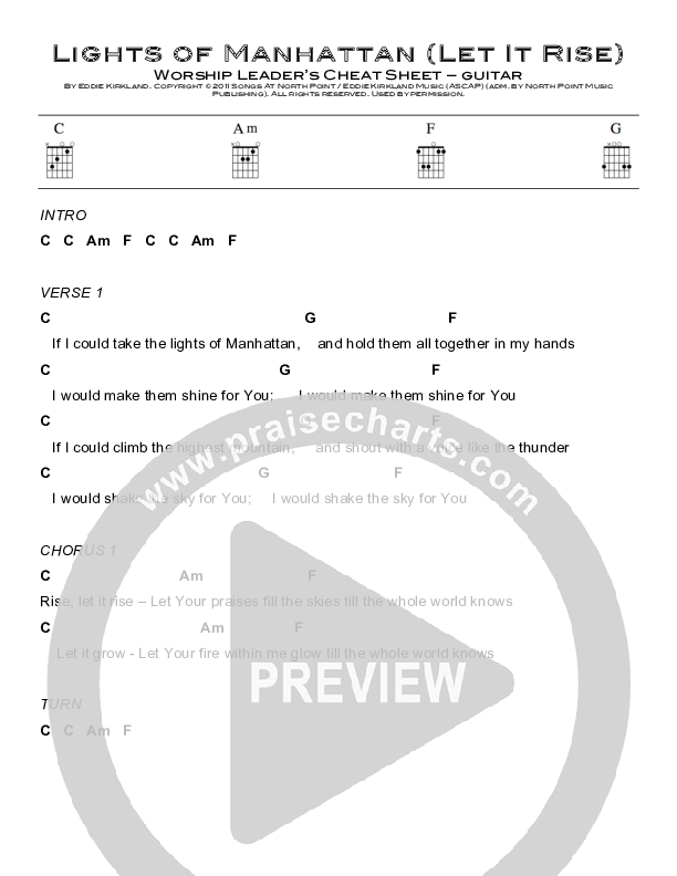 Lights Of Manhattan (Let It Rise) Chords & Lyrics (Eddie Kirkland)