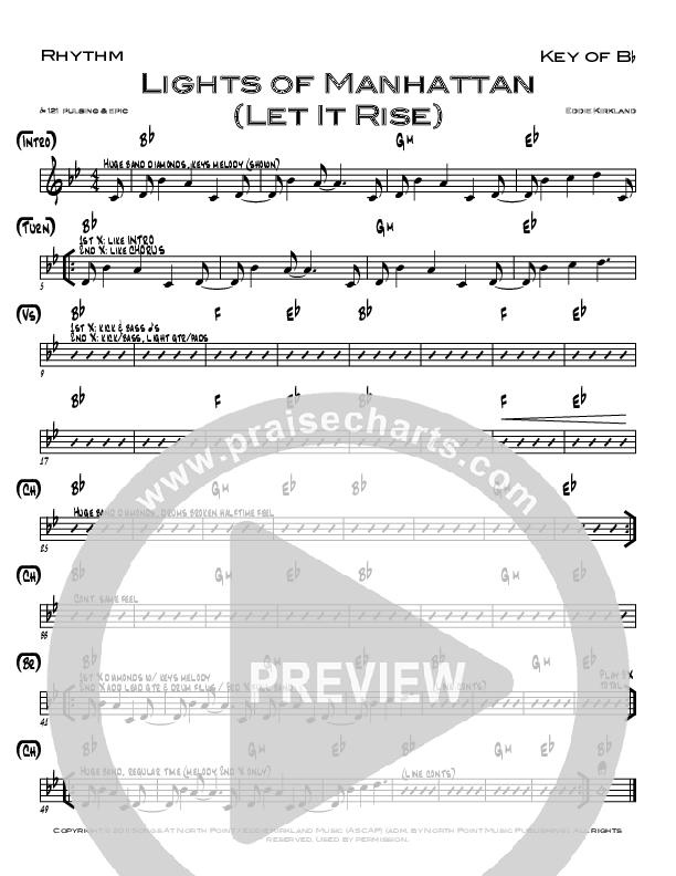 Lights Of Manhattan (Let It Rise) Rhythm Chart (Eddie Kirkland)