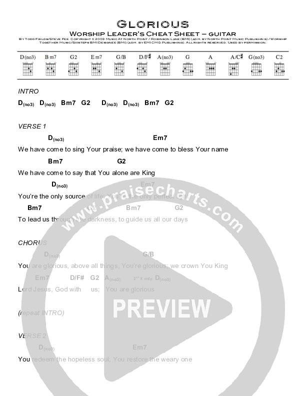 Glorioso (Glorious) Chords & Lyrics (Seth Condrey)