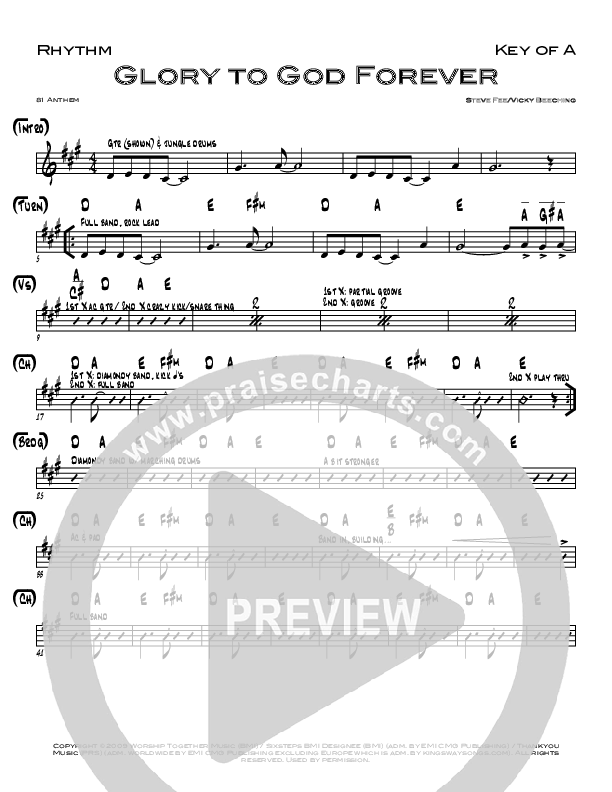 Gloria A Dios (Glory To God Forever) Rhythm Chart (Seth Condrey)