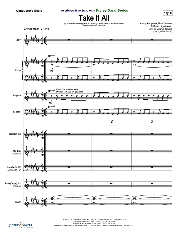 Take It All Conductor's Score (Hillsong UNITED)