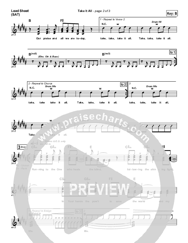 Take It All Lead Sheet (SAT) (Hillsong UNITED)