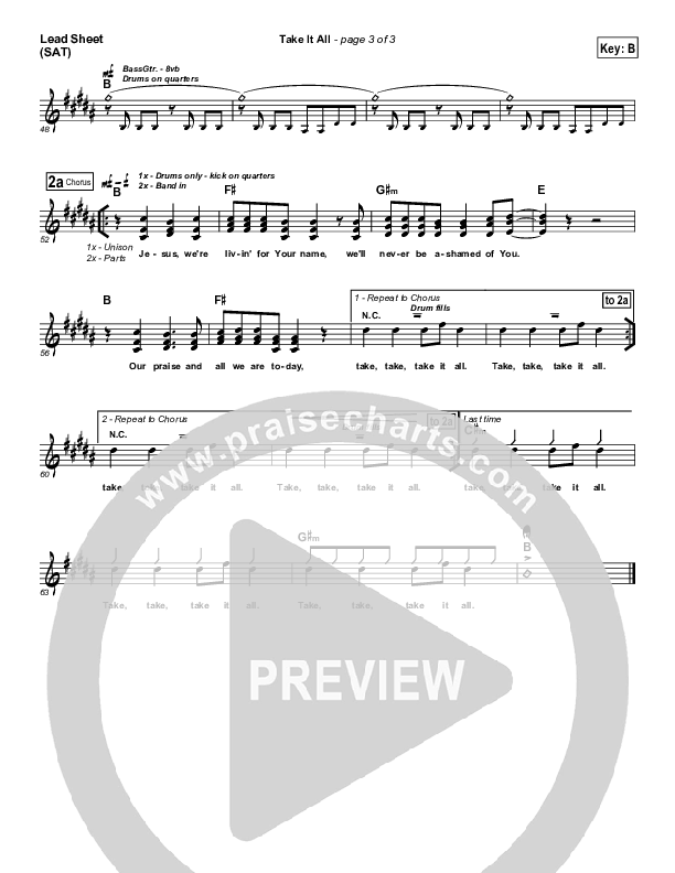 Take It All Lead Sheet (SAT) (Hillsong UNITED)