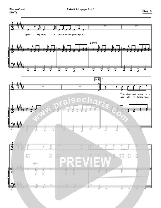 Take It All Piano/Vocal (SAT) (Hillsong UNITED)