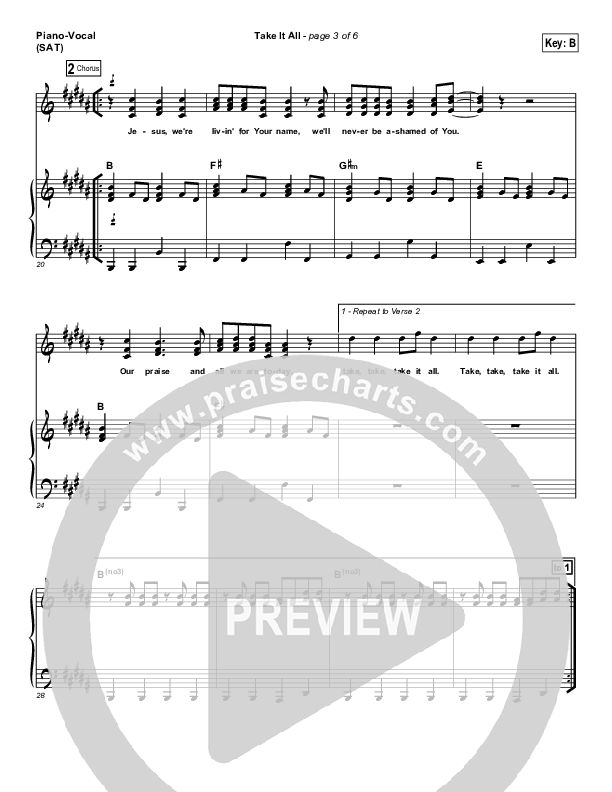Take It All Piano/Vocal (SAT) (Hillsong UNITED)