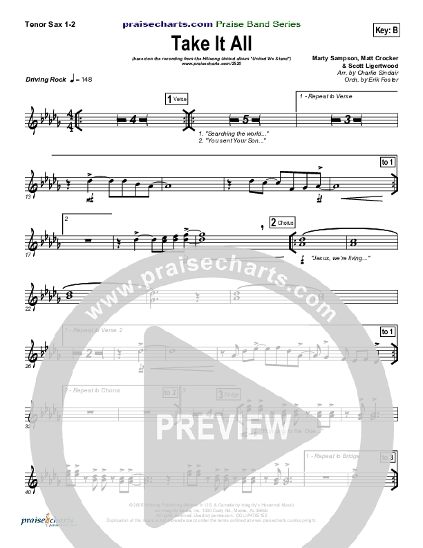 Take It All Tenor Sax 1/2 (Hillsong UNITED)