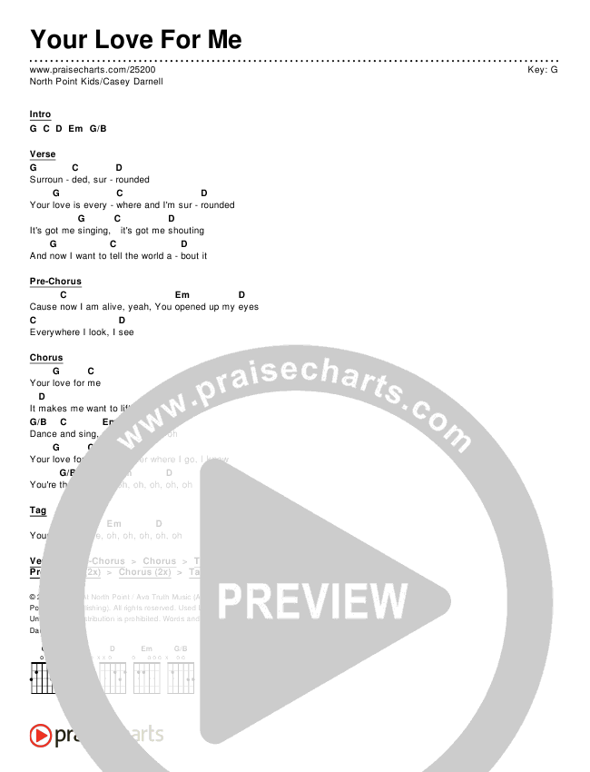 Your Love For Me Chords & Lyrics (North Point Kids / Casey Darnell)