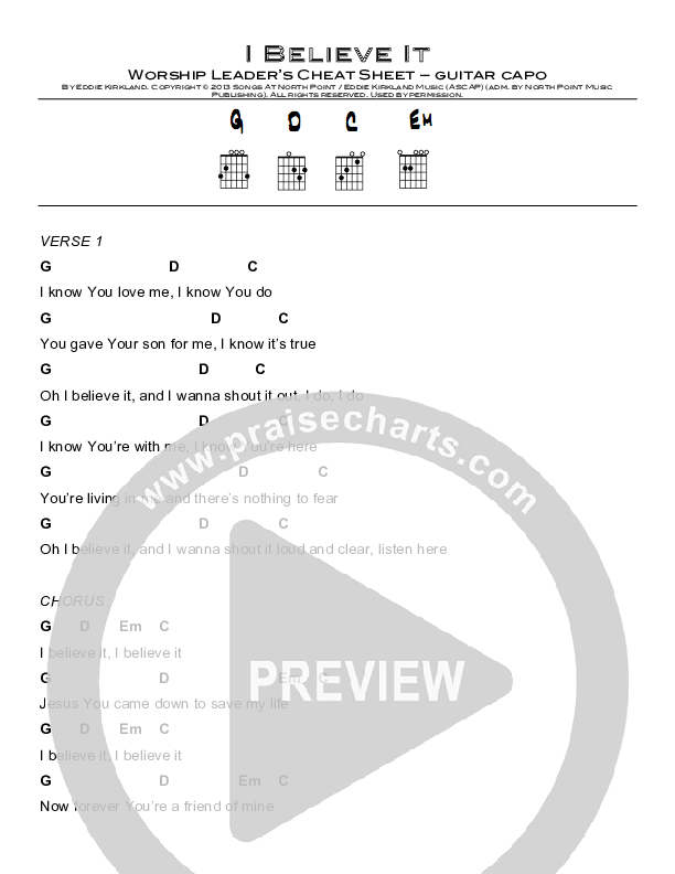 I Believe It Chords & Lyrics (North Point Kids / Eddie Kirkland)