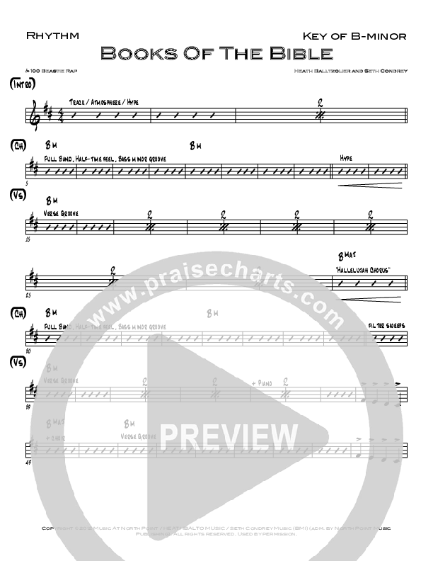 Books Of The Bible Rhythm Chart (North Point Kids / Heath Balltzglier / Seth Condrey)