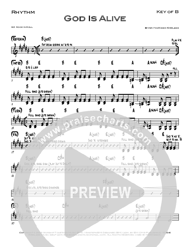 God Is Alive Rhythm Chart (Steve Fee / Eddie Kirkland / Todd Fields / North Point Worship)