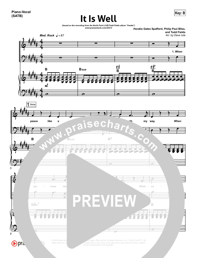 It Is Well Sheet Music PDF (Todd Fields / North Point Worship ...