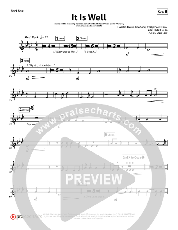 It Is Well Bari Sax (Todd Fields / North Point Worship)