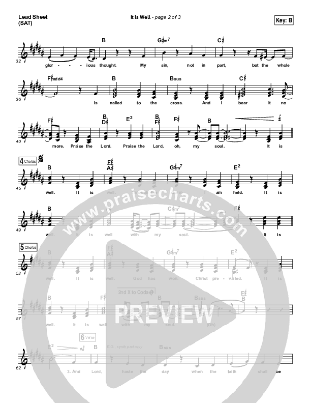 It Is Well Lead Sheet (SAT) (Todd Fields / North Point Worship)