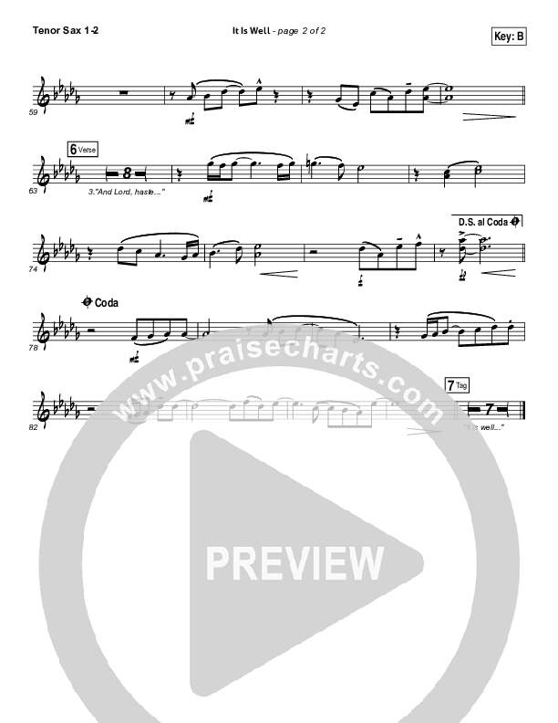It Is Well Tenor Sax 1/2 (Todd Fields / North Point Worship)
