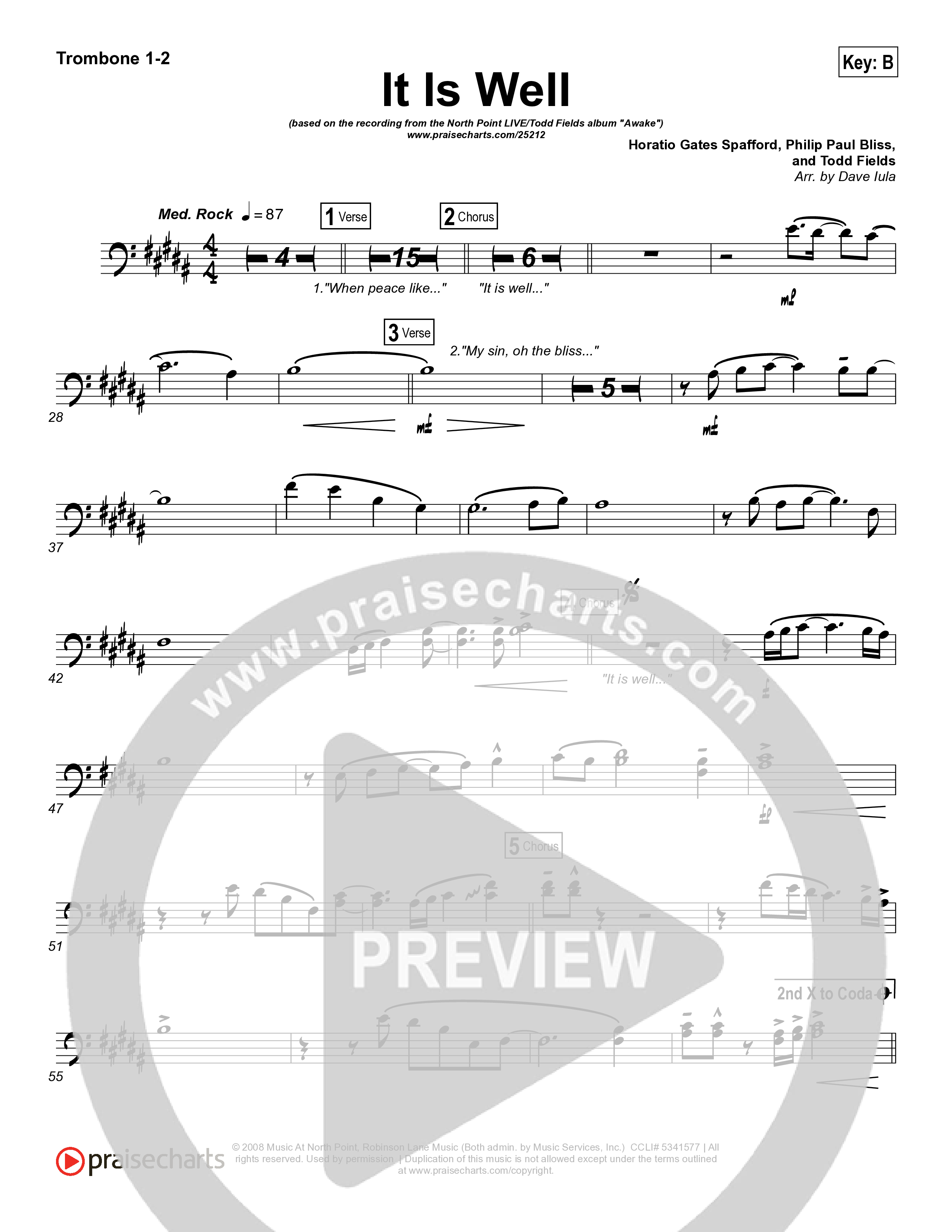 It Is Well Trombone 1,2 (Todd Fields / North Point Worship)