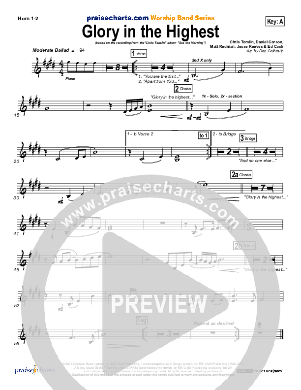 Glory In The Highest Brass Pack (Chris Tomlin)