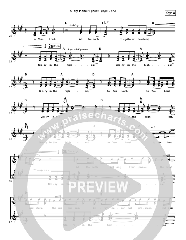 Glory In The Highest Lead Sheet (SAT) (Chris Tomlin)