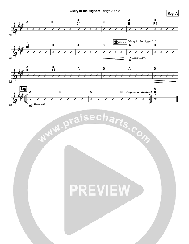 Glory In The Highest Rhythm Chart (Chris Tomlin)