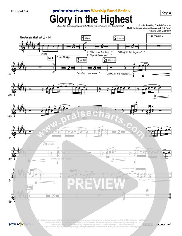 Glory In The Highest Brass Pack (Chris Tomlin)