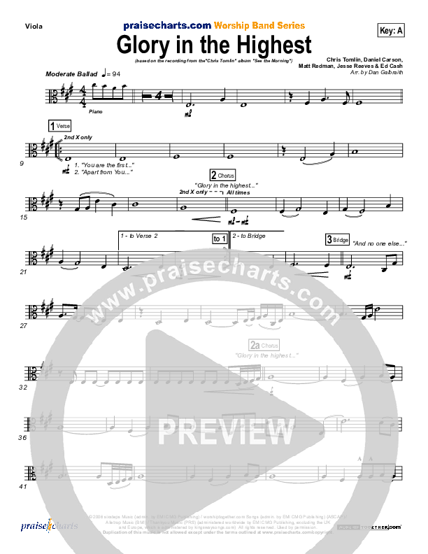 Glory In The Highest Viola (Chris Tomlin)