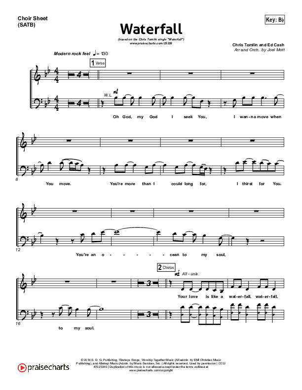 Waterfall Choir Sheet (SATB) (Chris Tomlin)