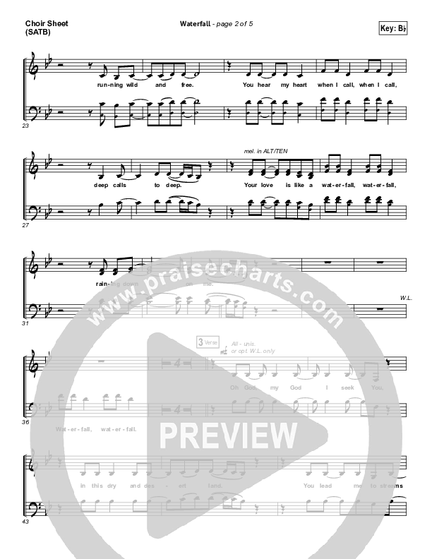 Waterfall Choir Sheet (SATB) (Chris Tomlin)
