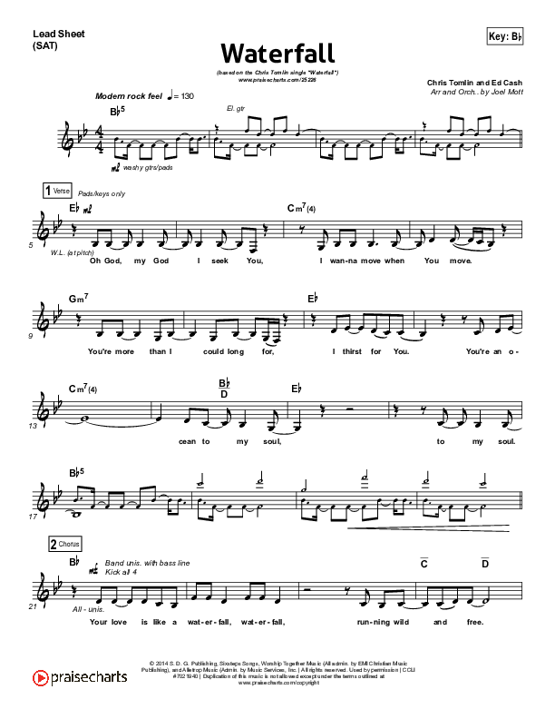 Waterfall Lead Sheet (SAT) (Chris Tomlin)