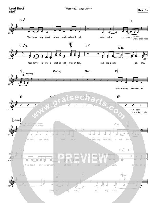 Waterfall Lead Sheet (SAT) (Chris Tomlin)