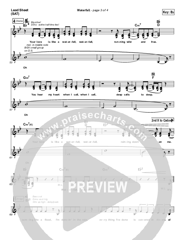 Waterfall Lead Sheet (SAT) (Chris Tomlin)