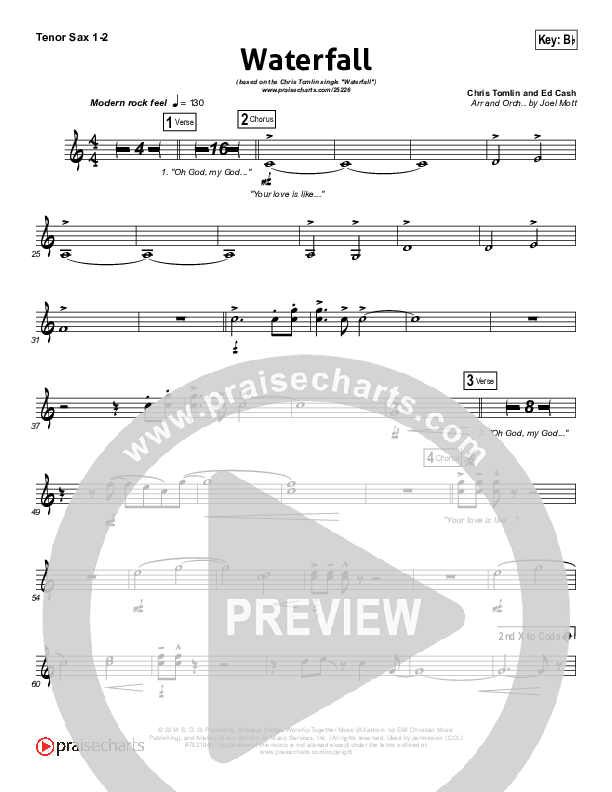 Waterfall Tenor Sax 1/2 (Chris Tomlin)