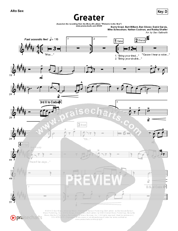 Greater Alto Sax (MercyMe)