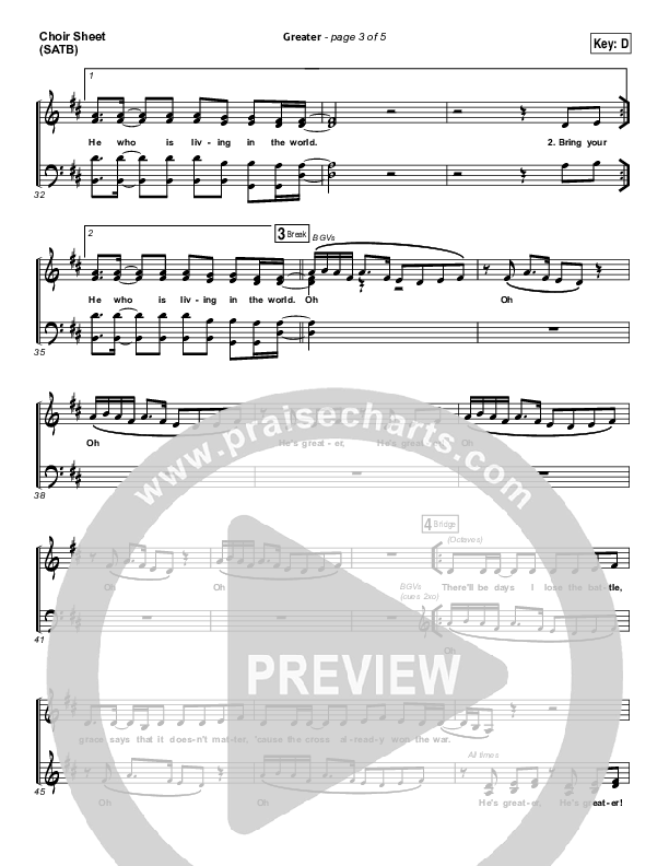 Greater Choir Sheet (SATB) (MercyMe)