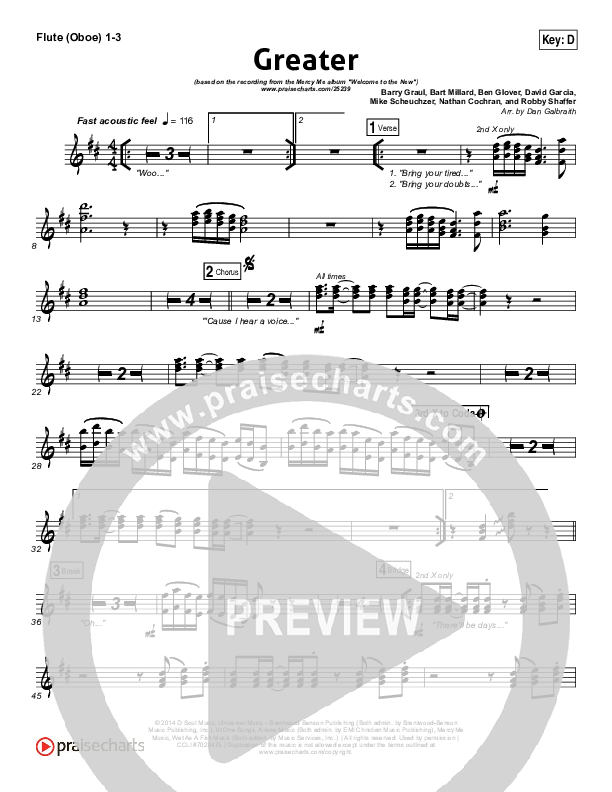 Greater Flute/Oboe 1/2/3 (MercyMe)