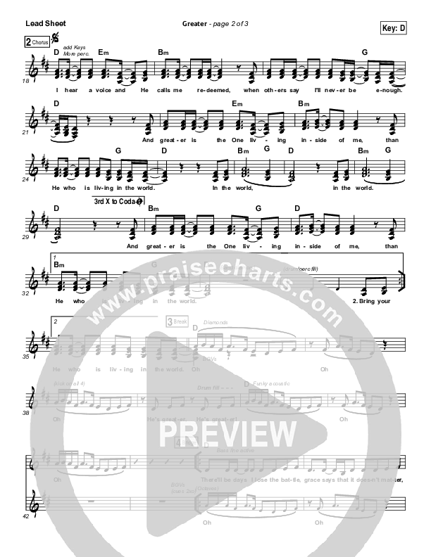 Greater Lead Sheet (MercyMe)