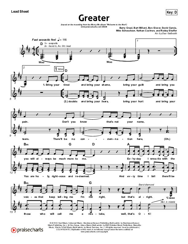 Greater Lead Sheet (SAT) (MercyMe)