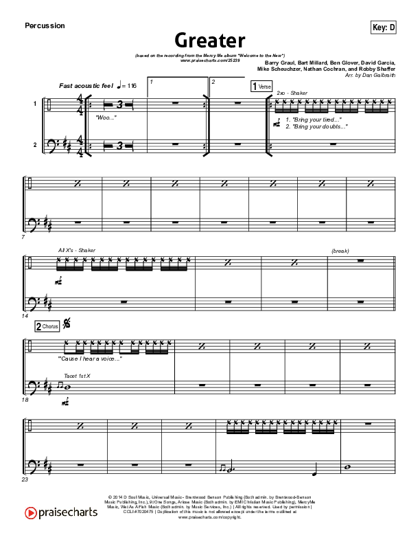 Greater Percussion (MercyMe)