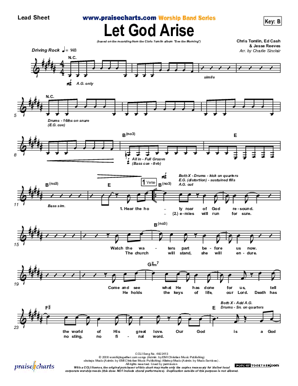 Let God Arise Lead Sheet (Chris Tomlin)