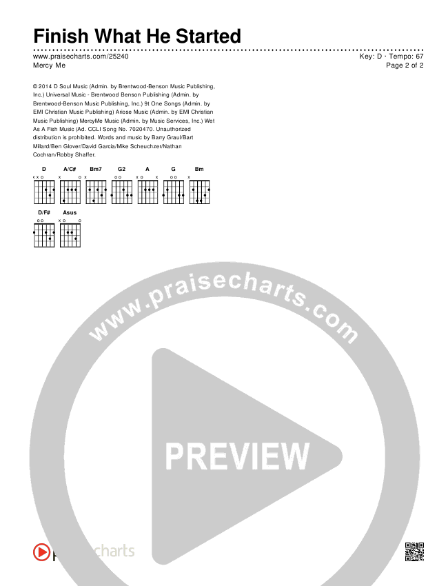 Finish What He Started Chords & Lyrics (MercyMe)