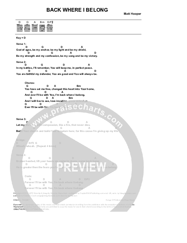 Back Where I Belong Chords & Lyrics (Life Worship)