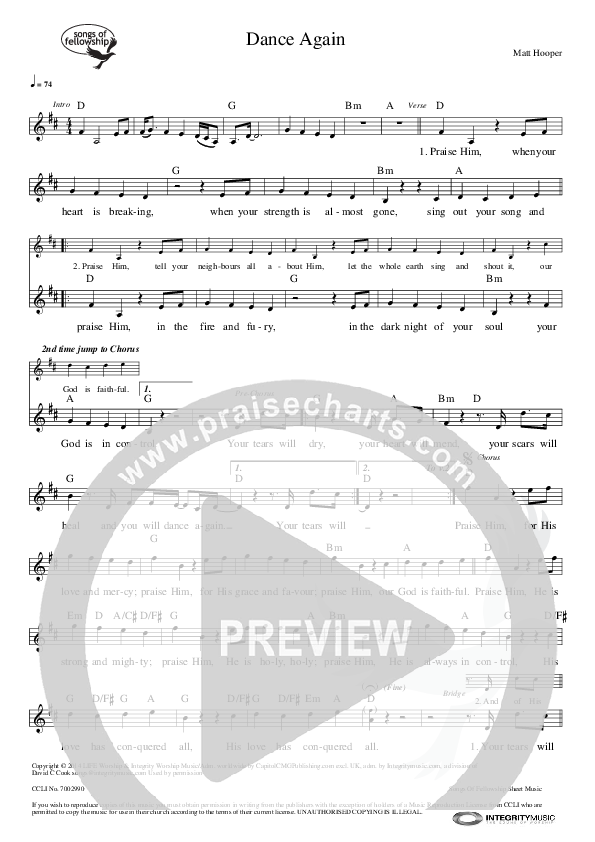 Dance Again Lead Sheet (Life Worship)